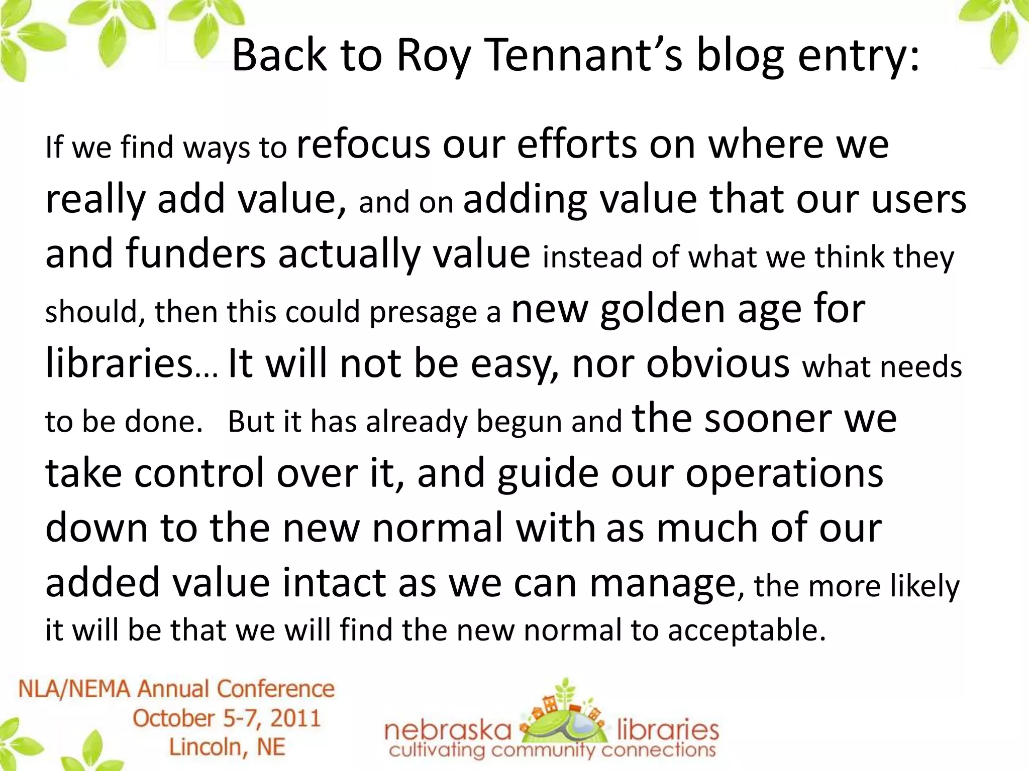 Focusing in on public libraries (full report will have other breakdowns)