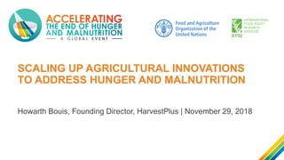 SCALING UP AGRICULTURAL INNOVATIONS
TO ADDRESS HUNGER AND MALNUTRITION
Howarth Bouis, Founding Director, HarvestPlus | November 29, 2018
 