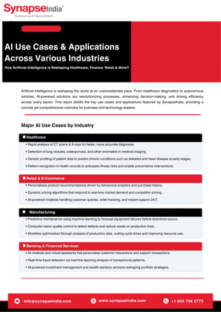 AI Use Cases & Applications Transforming Industries Globally | PDF