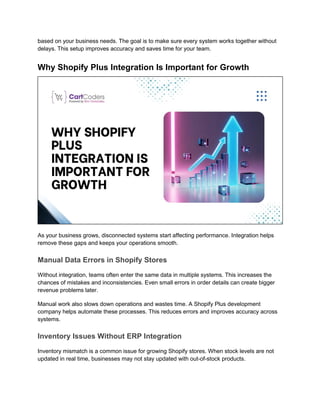 Shopify Plus Development for ERP, CRM, and API Integration | PDF