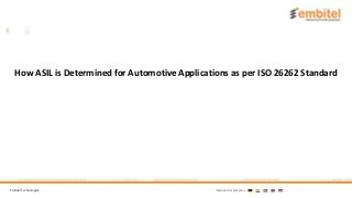 Embitel Technologies International presence:
How ASIL is Determined for Automotive Applications as per ISO 26262 Standard
 