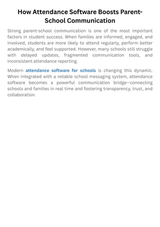 How Attendance Software Boosts Parent-School Communication | PDF