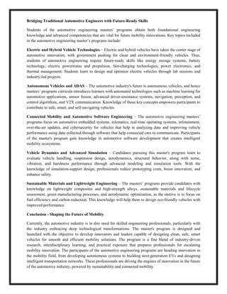 How Automotive Engineering Master's Programs Drive Innovation in ...