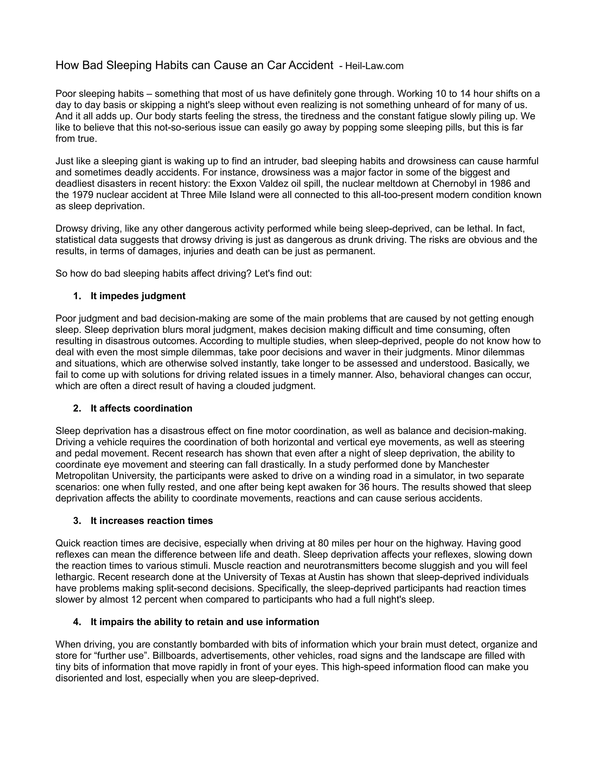 How bad sleeping habits can cause a car accident PDF