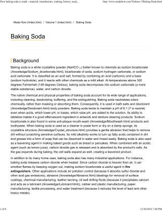 How baking soda is made   material, manufacture, making, history, used, processing, structure, product