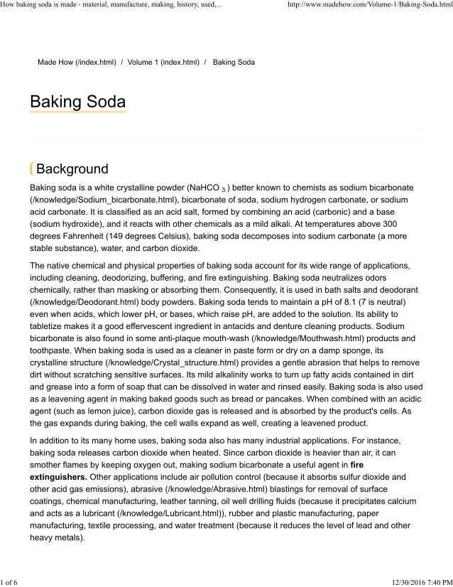 How baking soda is made material, manufacture, making, history, used, processing, structure, product