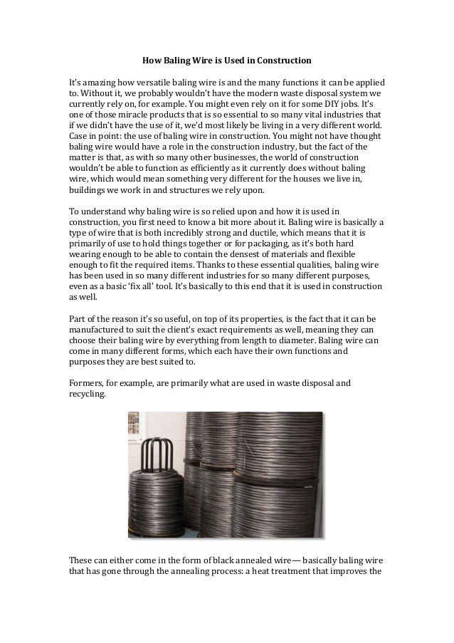 How baling wire_is_used_in_construction