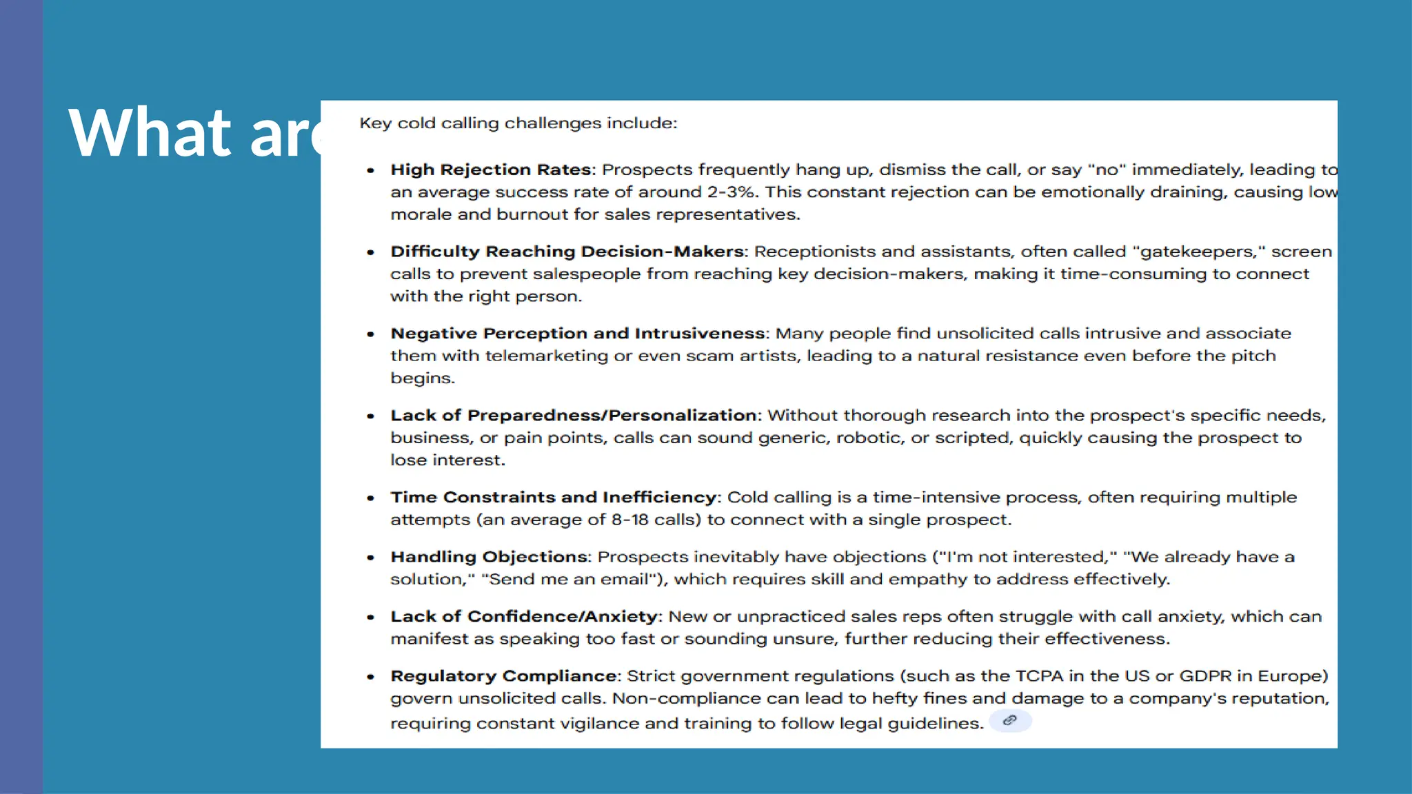 What are the Challenges with Cold Calling
 