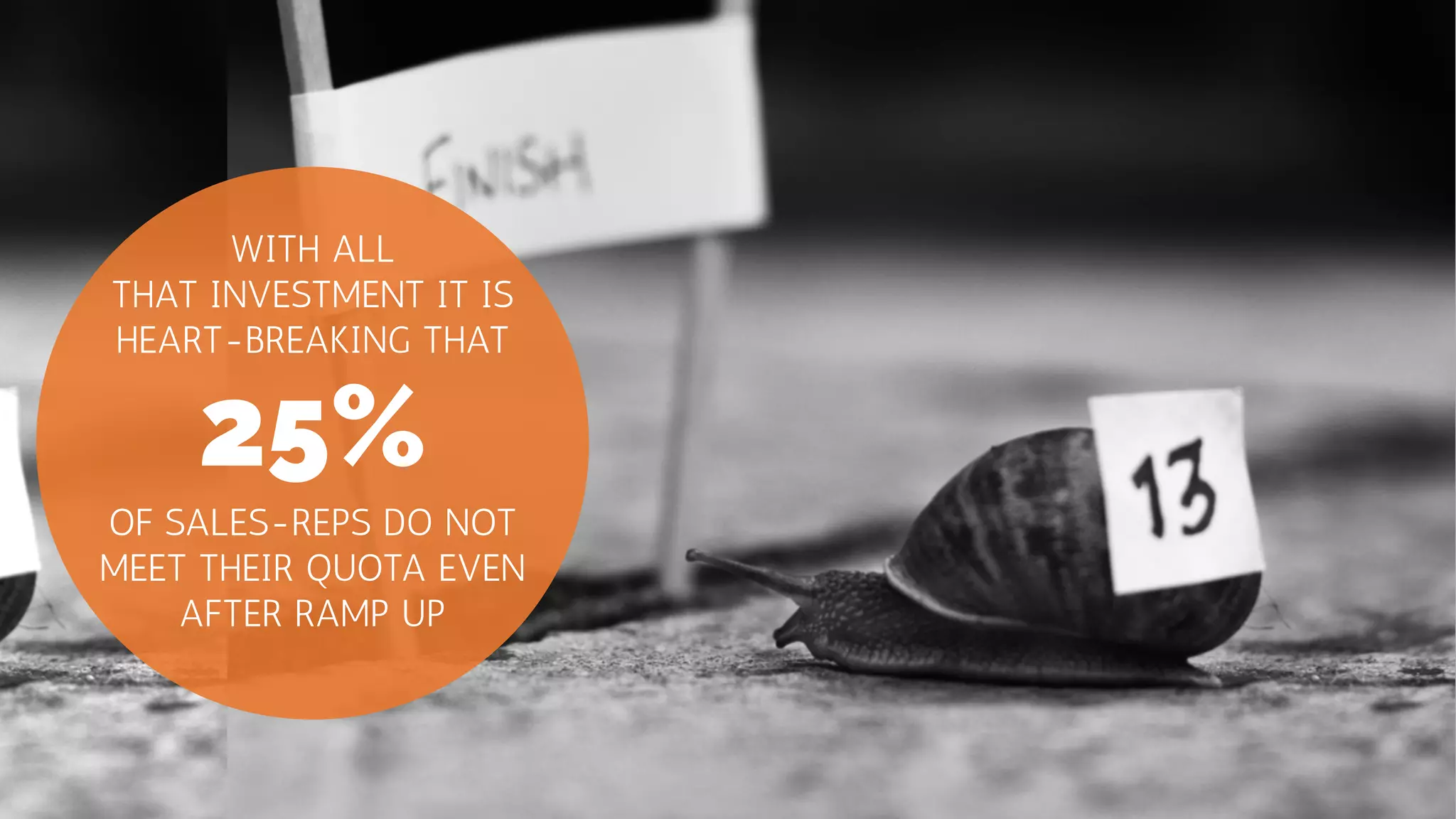 WITH ALL
THAT INVESTMENT IT IS
HEART-BREAKING THAT
25%
OF SALES-REPS DO NOT
MEET THEIR QUOTA EVEN
AFTER RAMP UP
 