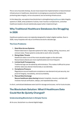 How Blockchain Can Strengthen Healthcare Data Integrity Systems | PDF