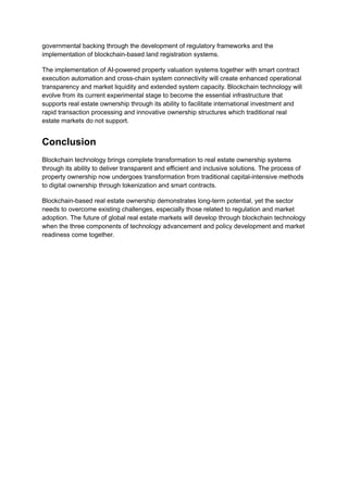 How Blockchain Is Transforming Real Estate Ownership Models | PDF