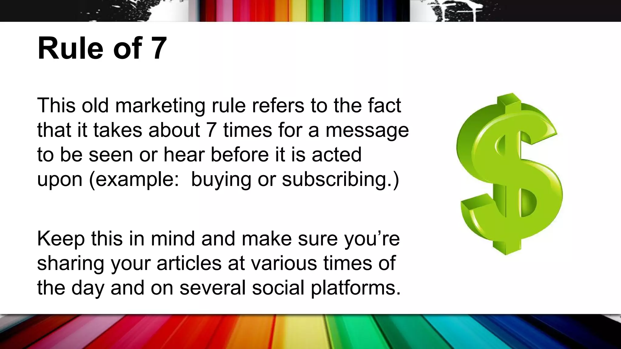Where to share?
❏
❏
❏
❏
❏
❏

Google+
Twitter
Facebook
Biz Sugar
StumbleUpon
Your business
newsletter

❏ Pinterest
❏ Youtube
❏ Niche related
social bookmark
sites
❏ Press Release
sites

 