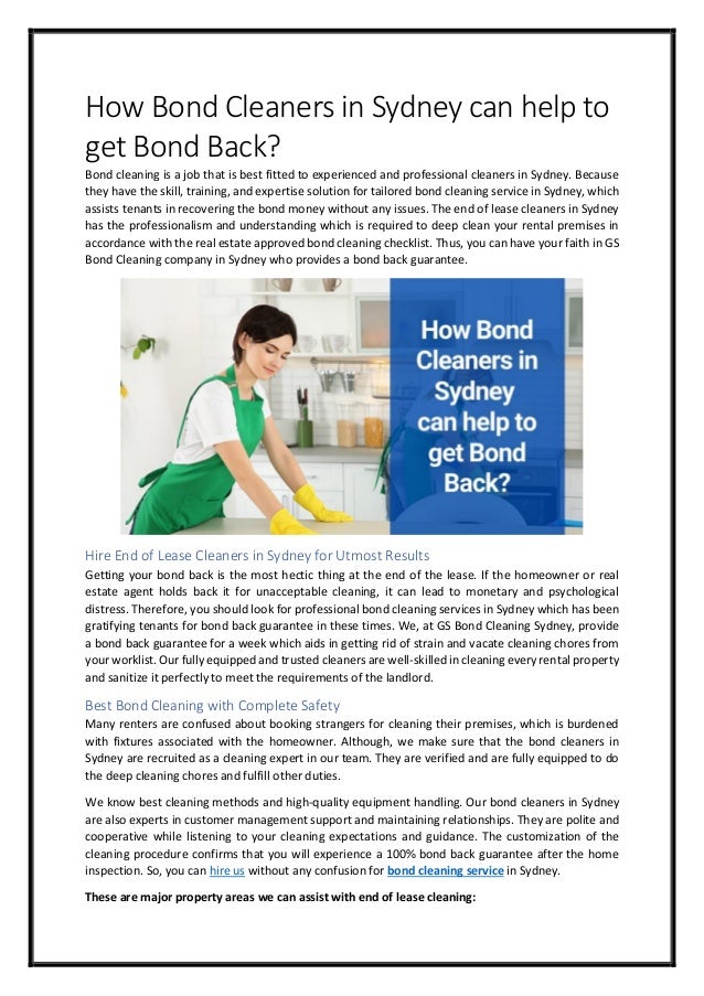 How Bond Cleaners in Sydney can help to get Bond Back?