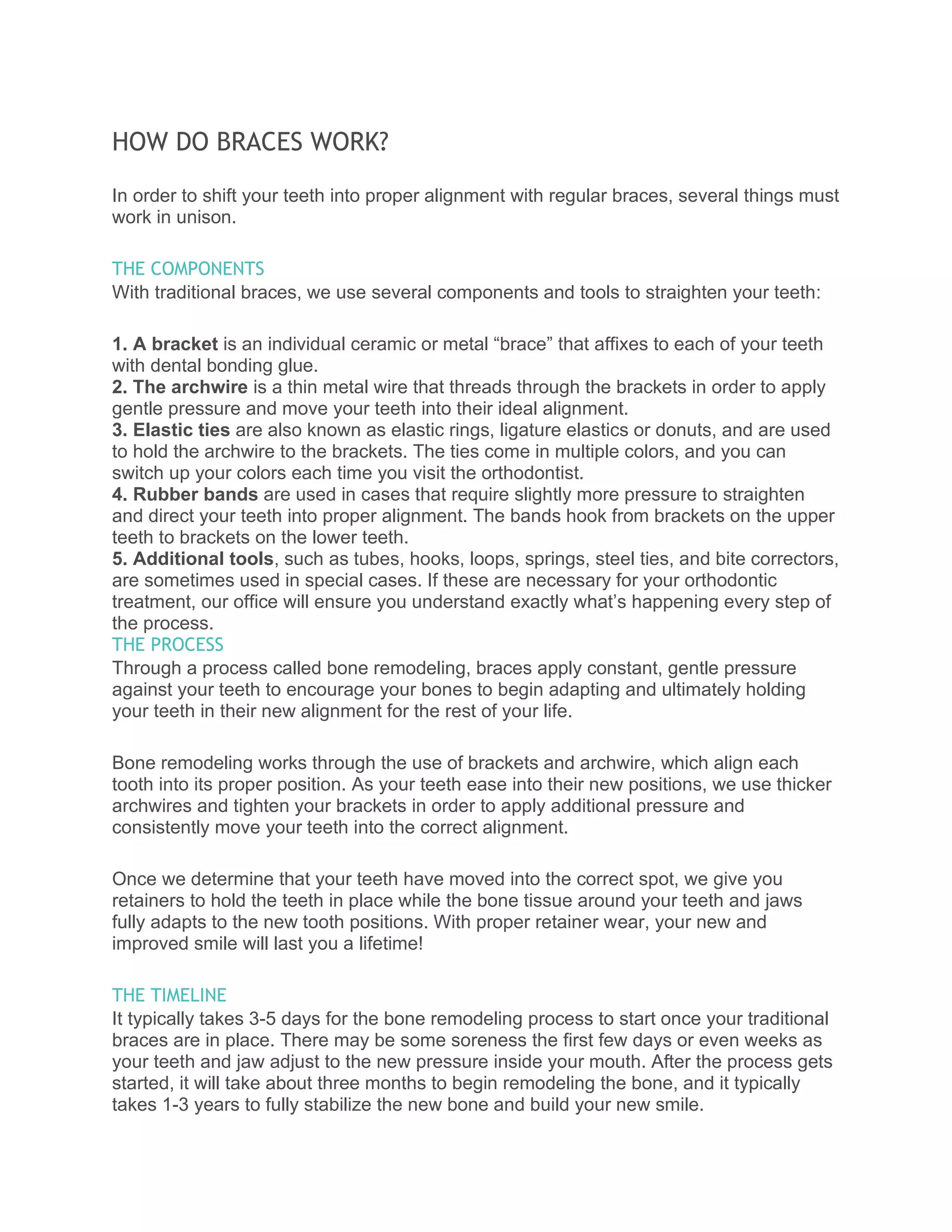 How braces work to straighten your teeth | PDF