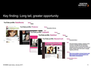 Key finding: Long tail, greater opportunity<br />WOMMA case study, January 2011<br />11<br />