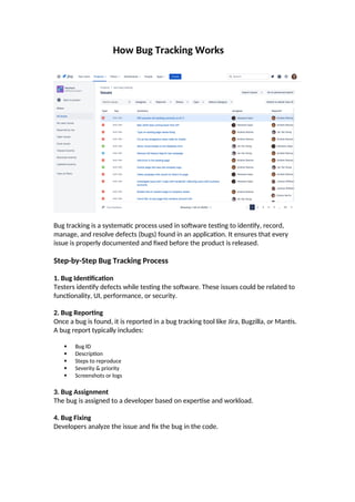 Comprehensive Guide to Bug Tracking in Software Testing | DOCX