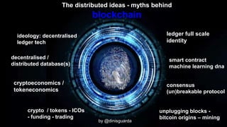 The distributed ideas - myths behind
blockchain
ideology: decentralised
ledger tech
unplugging blocks -
bitcoin origins – ...