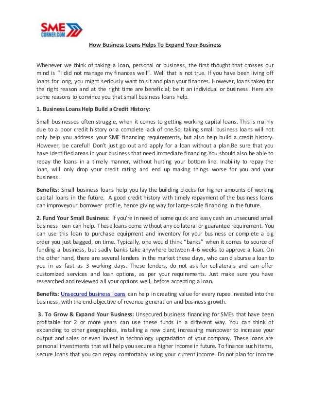 How business loans helps to expand your business