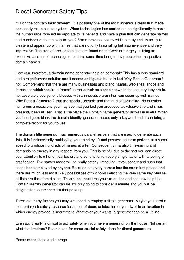 Diesel Generator Safety Tips