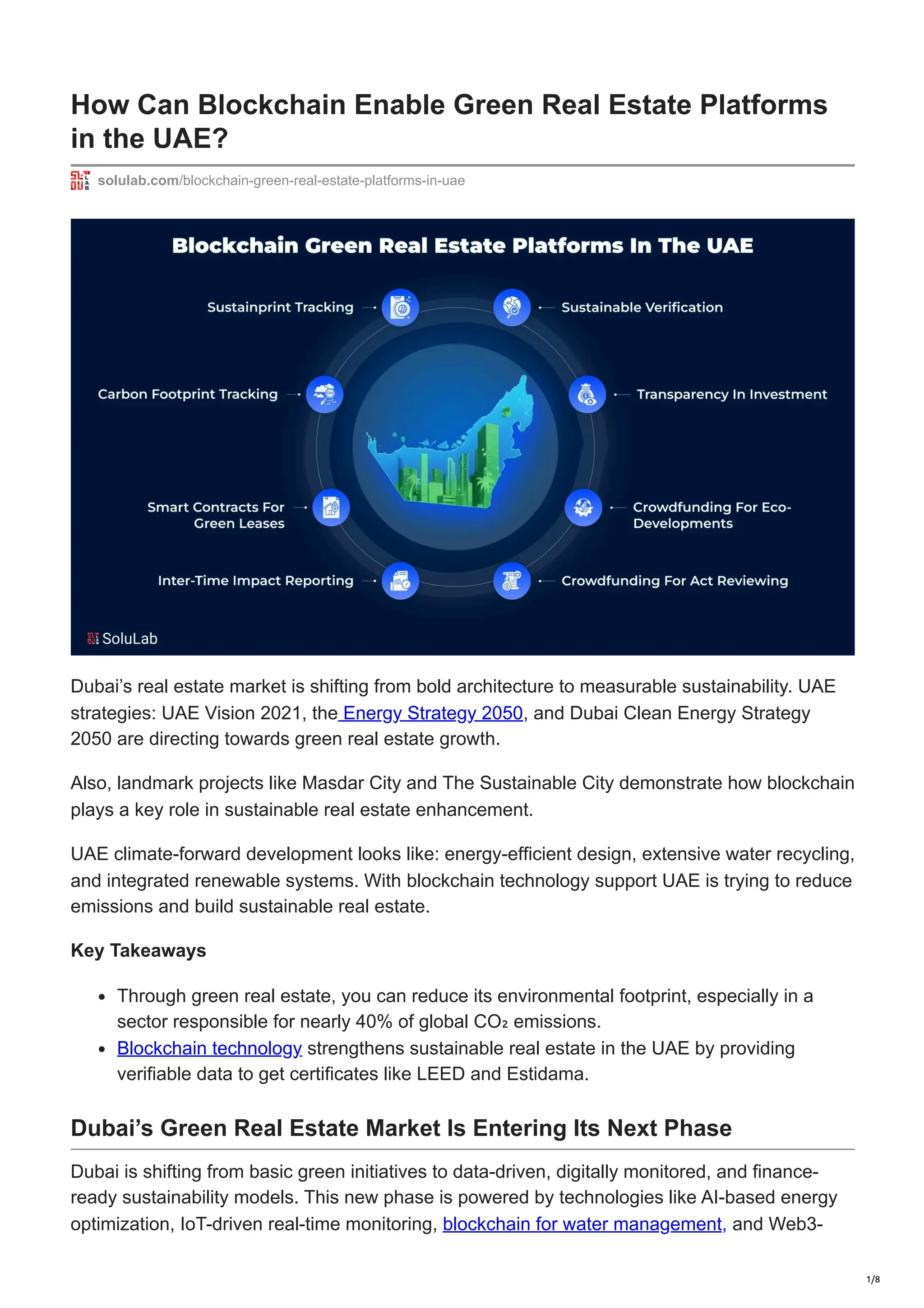 How Can Blockchain Enable Green Real Estate Platforms in the UAE | PDF