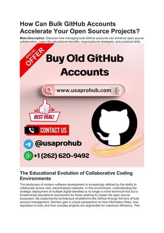 How Bulk GitHub Accounts Can Accelerate Open Source Projects and ...