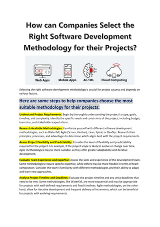 How can companies select the right software development methodology for ...
