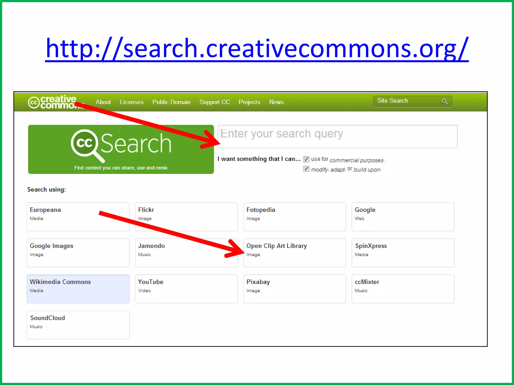 http://search.creativecommons.org/
 