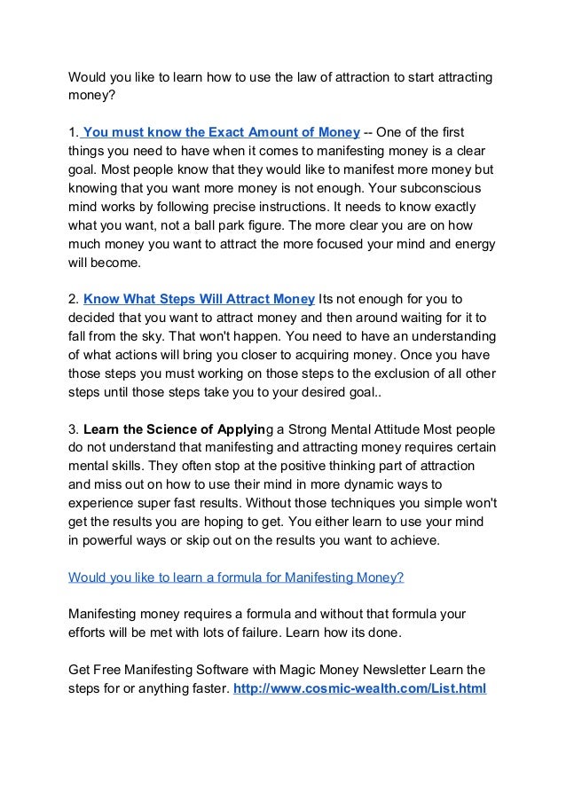 How Can I Attract Money Instantly