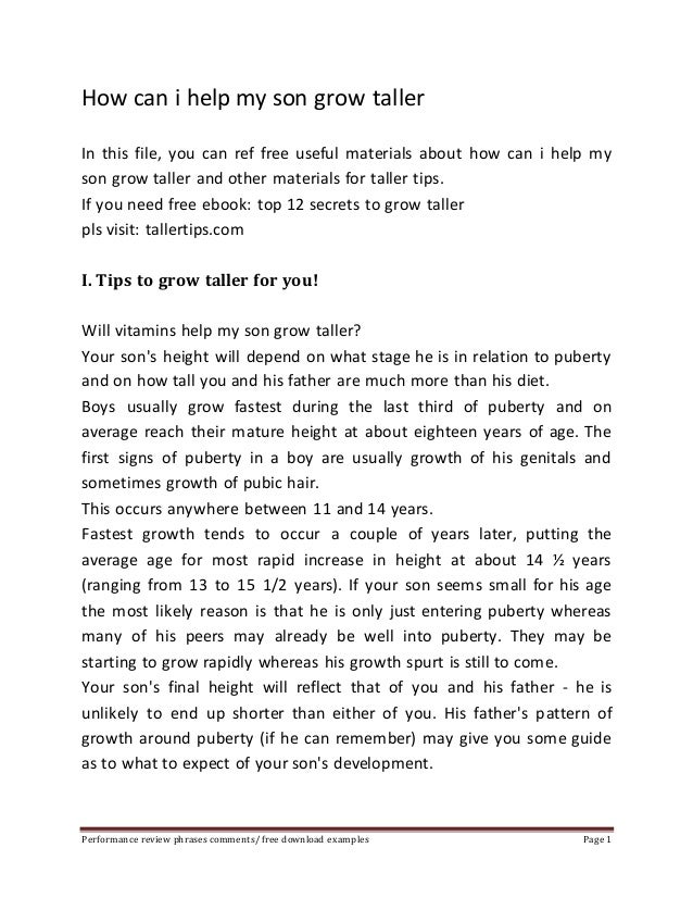 How can i help my son grow taller