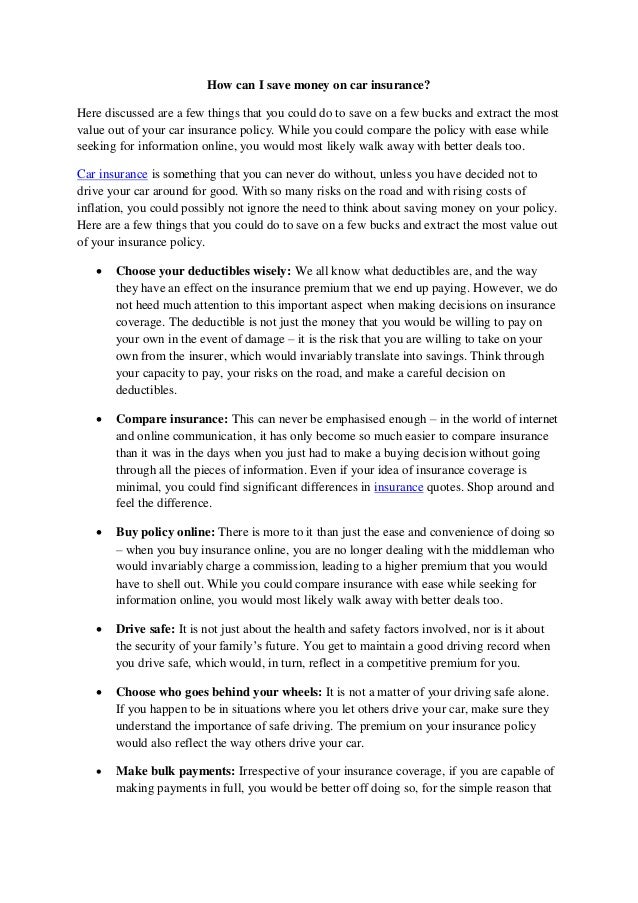 How Can I Save Money On Car Insurance - 