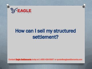 How can I sell my structured
settlement?
Contact Eagle Settlements today at 1-855-438-5867 or quote@eaglesettlements.com
 