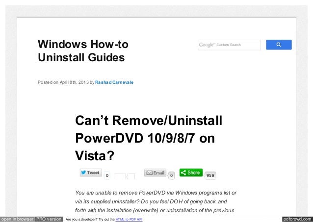 How Can I Uninstall Cyberlink Powerdvd12 Completely