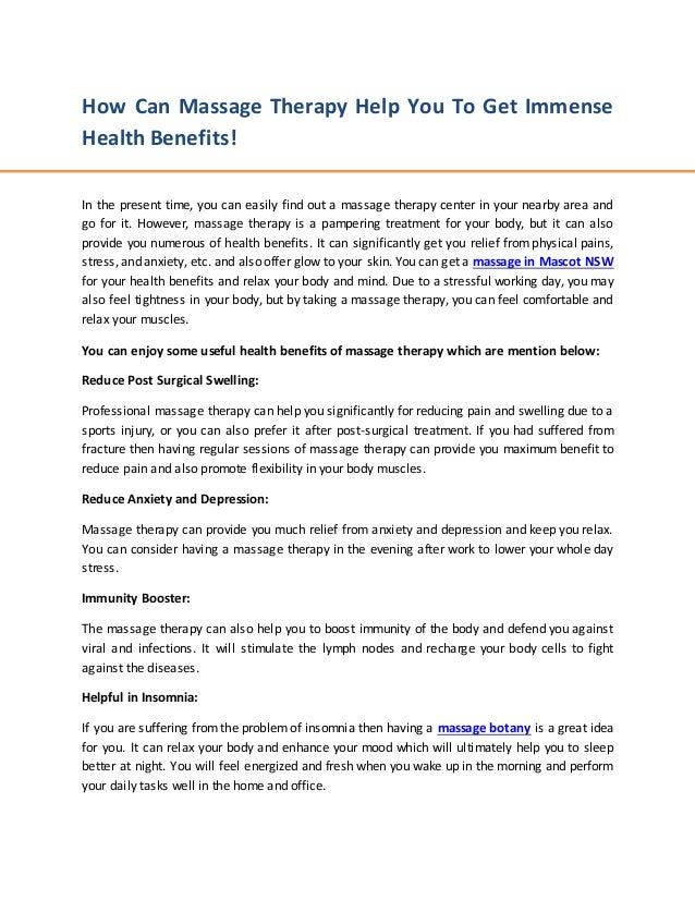 How can massage therapy help you to get immense health benefits