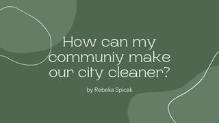 How can my
communiy make
our city cleaner?
by Rebeka Spicak
 