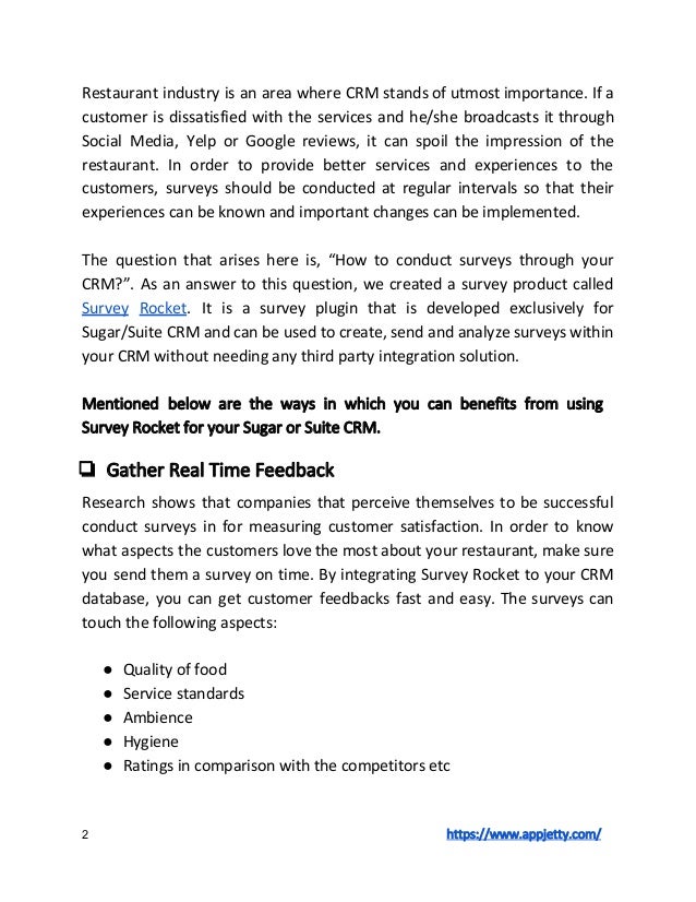 how can restaurants benefit by integrating surveys to their crm softw
