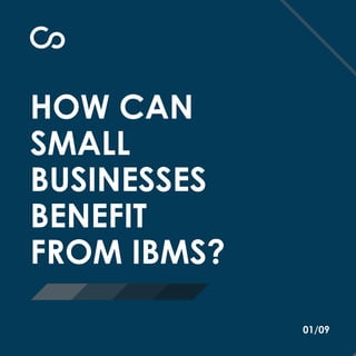 HOW CAN
SMALL
BUSINESSES
BENEFIT
FROM IBMS?
01/09
 