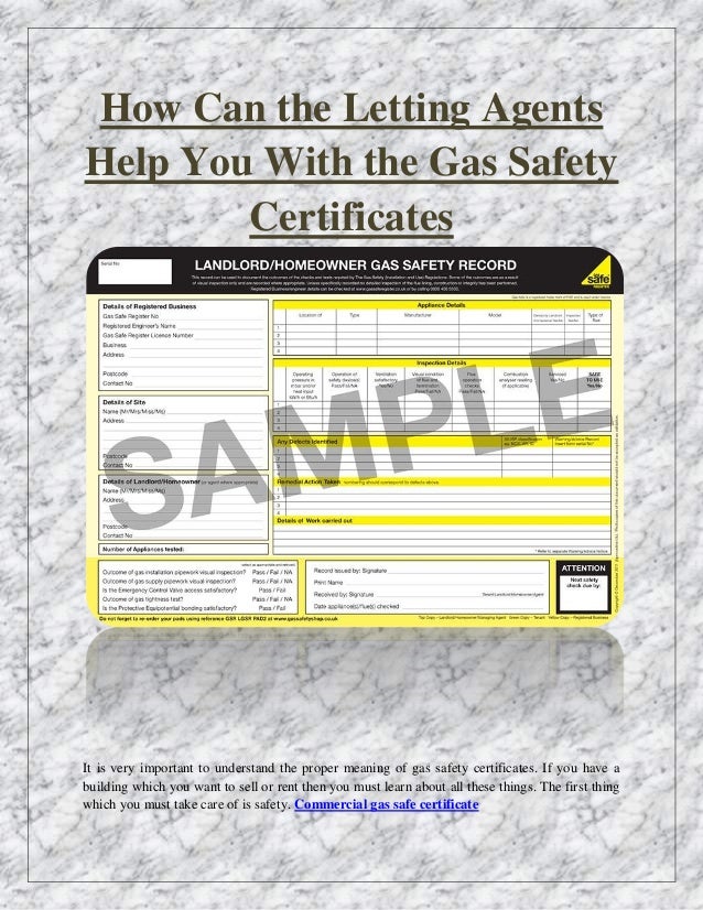 How can the letting agents help you with the gas safety certificates