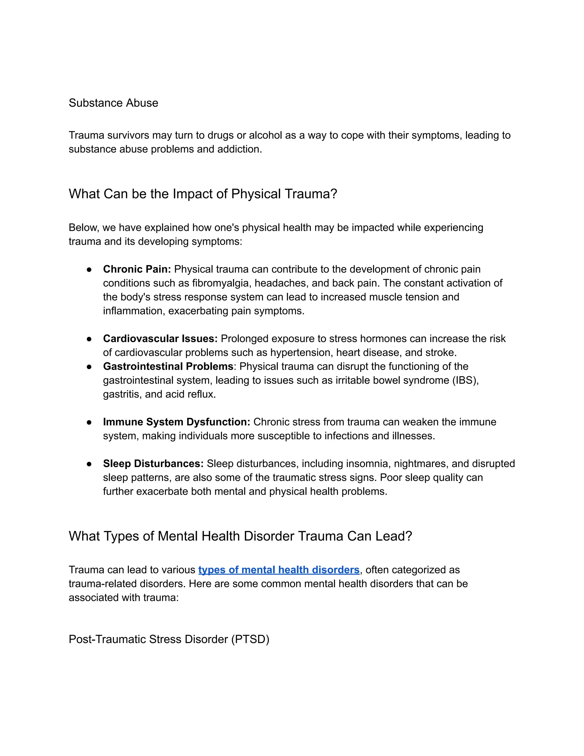 How Can Trauma Symptoms Affect Physical and Mental Health? | PDF