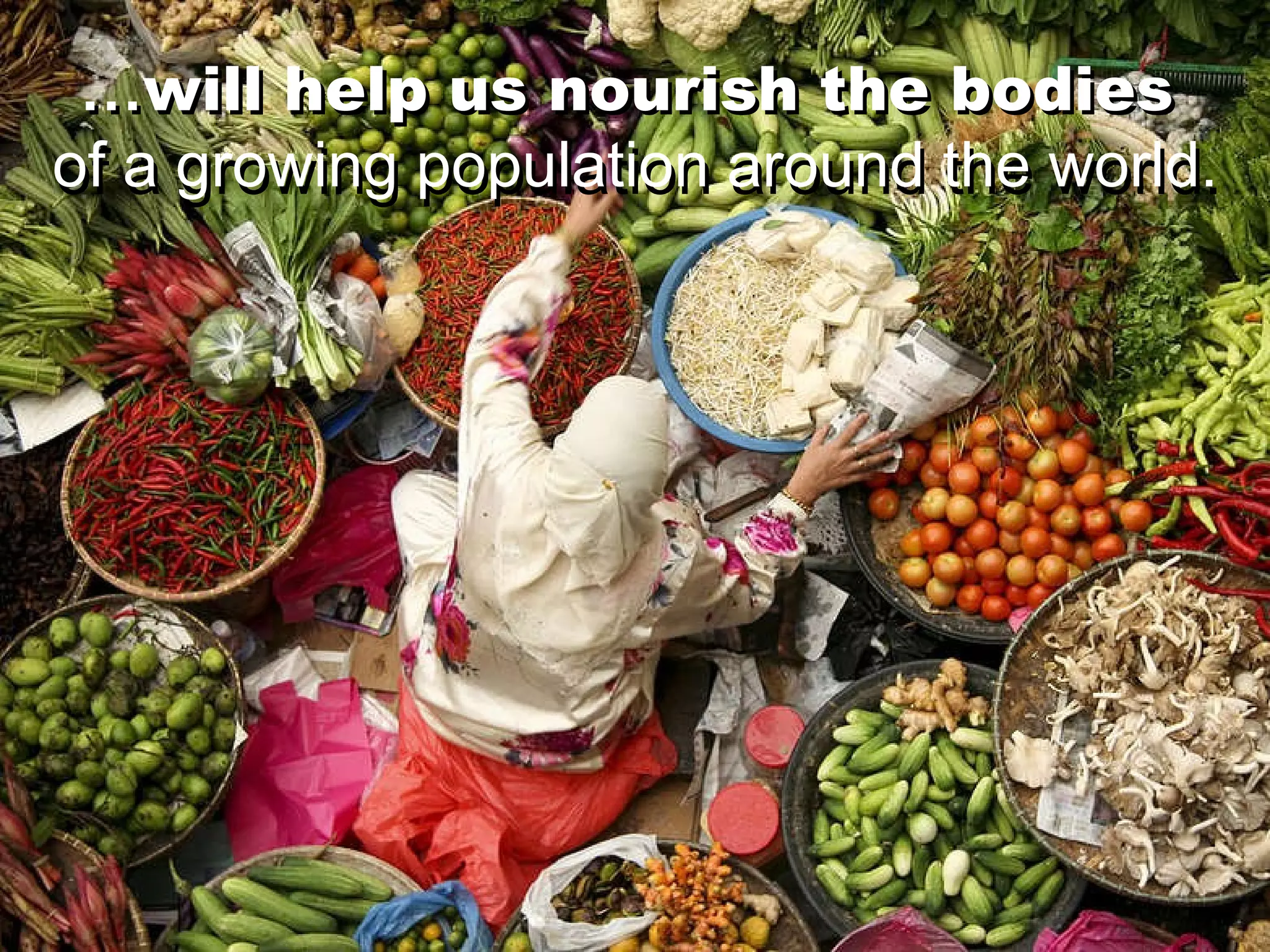 … will help us nourish the bodies   of a growing population around the world. … will help us nourish the bodies   of a growing population around the world. 