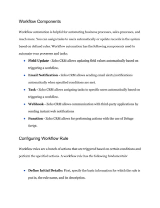 how zoho partners can reduce rework in crm and... How Can Workflows in Zoho CRM Be Effectively Automated | PDF