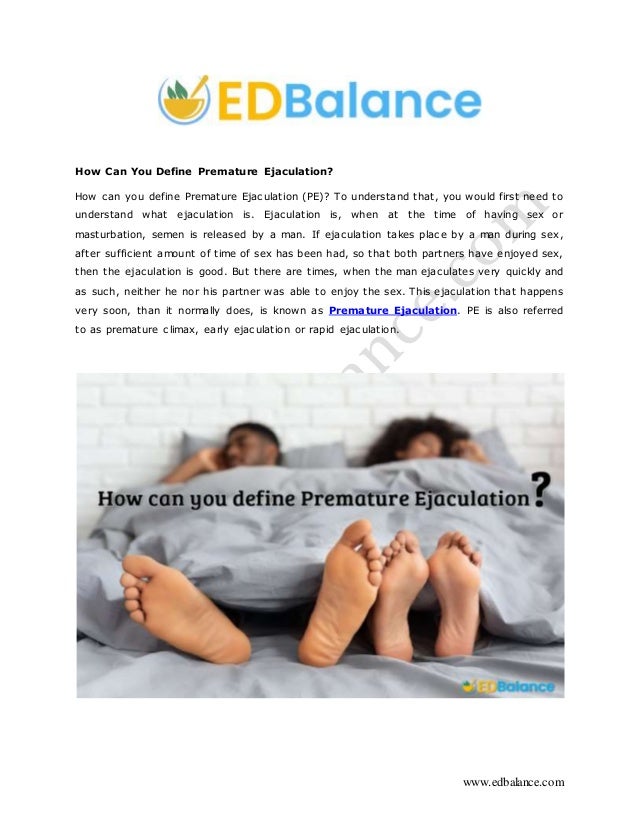 How Can You Define Premature Ejaculation