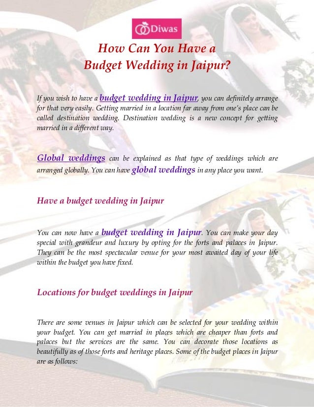 How Can You Have A Budget Wedding In Jaipur