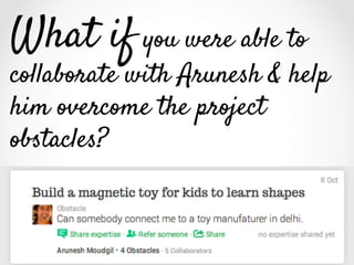 What if you were able to

collaborate with Arunesh & help
him overcome the project
obstacles?

 