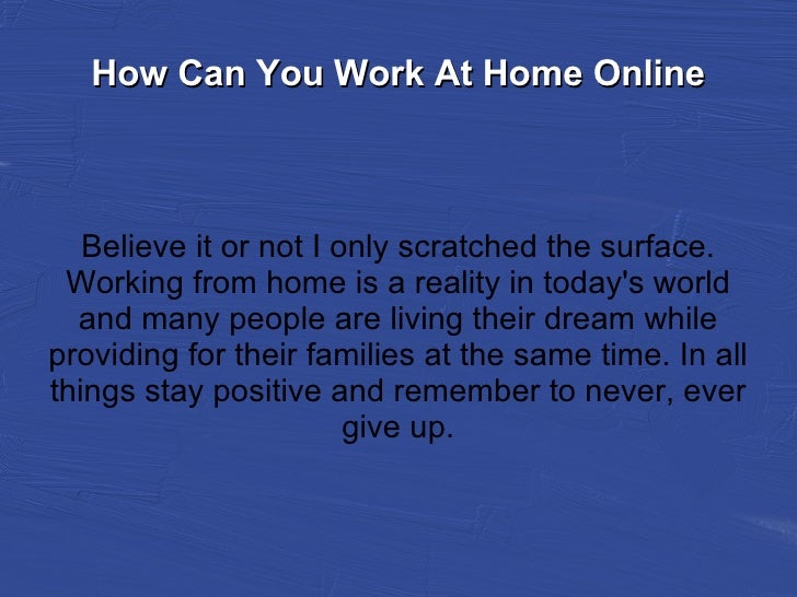 How Can You Work At Home Online - 웹