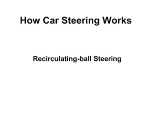 How Car Steering Works
Recirculating-ball Steering
 