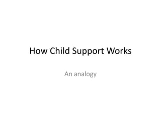 How Child Support Works

       An analogy
 