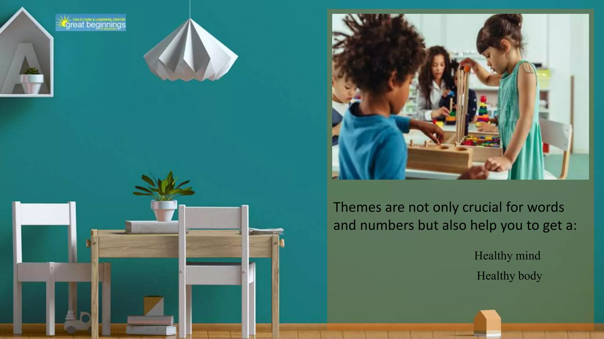 Themes are not only crucial for words
and numbers but also help you to get a:
Healthy mind
Healthy body
 