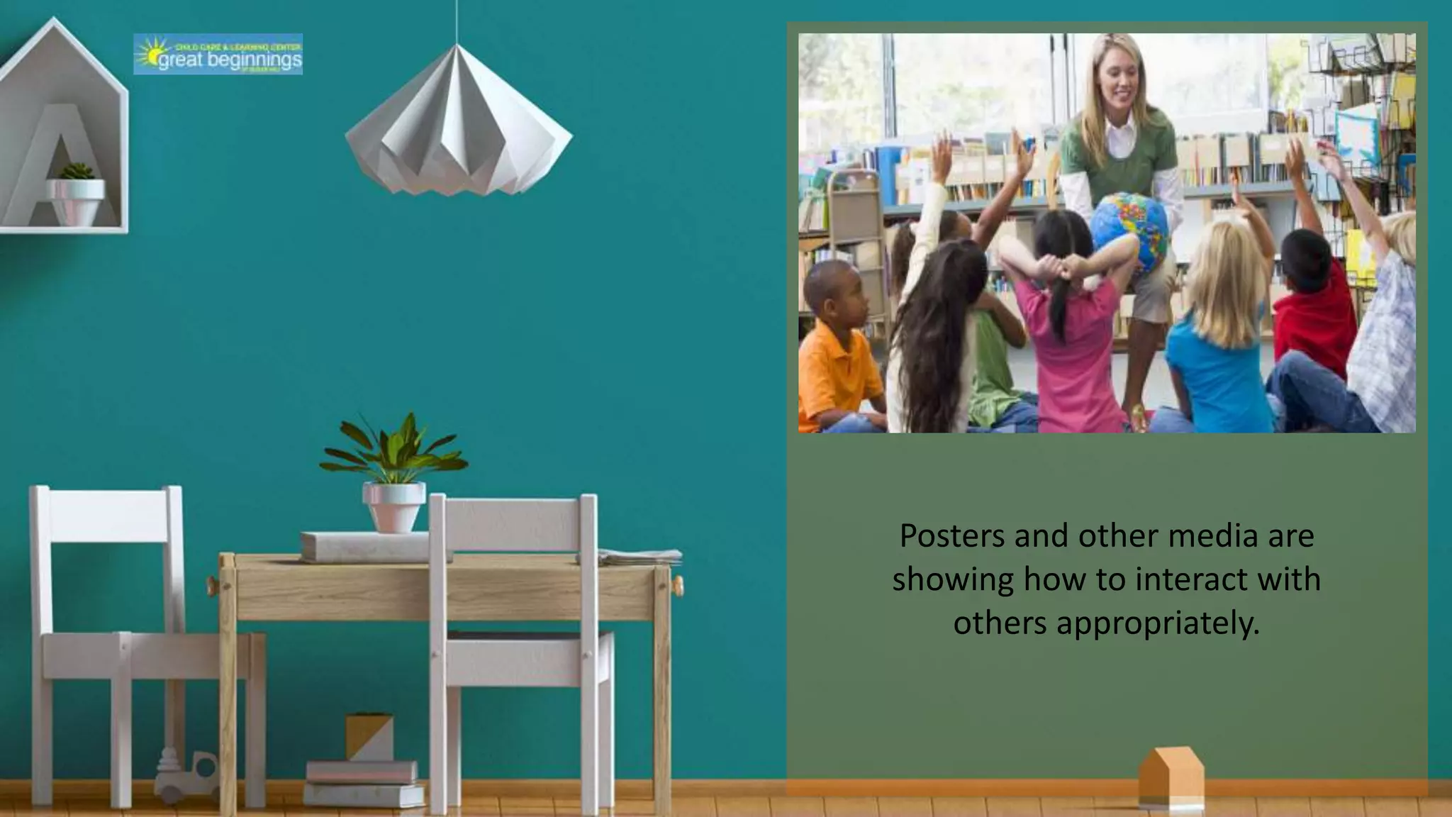 Posters and other media are
showing how to interact with
others appropriately.
 