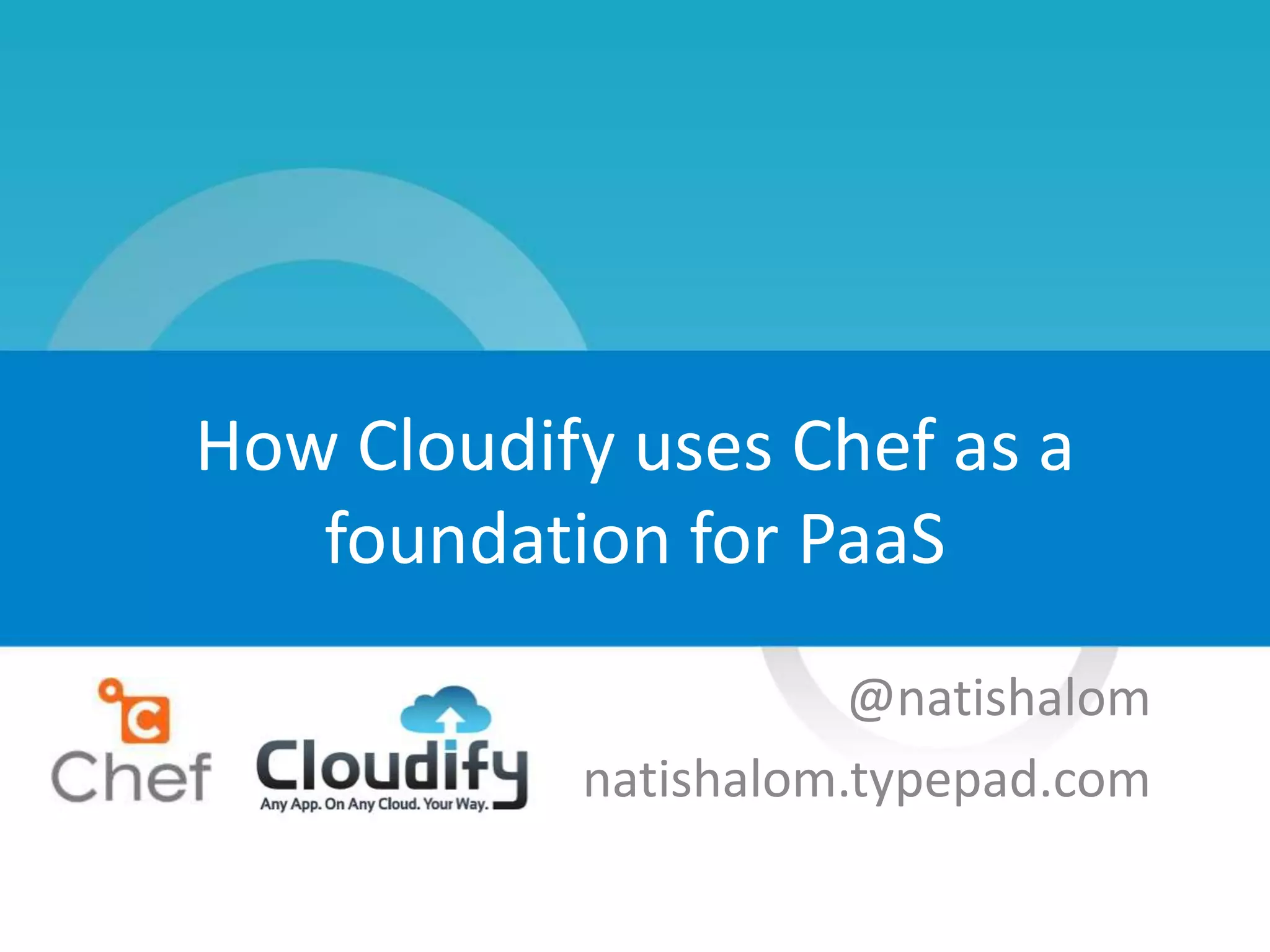 11-1
GigaSpaces 2012 © All Rights Reserved
How Cloudify uses Chef as a
foundation for PaaS
@natishalom
natishalom.typepad.com
 