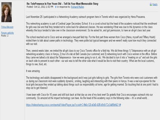 Changing the Way We WorkCollaborative ToolsTextVoice, Video Social NetworkingStreamingVideoSocial Video Discussion ForumsMany Video EventsWikisBlogsContact CenterNumber of ParticipantsGroup TelepresenceEmailConferencingIMOneVoicePersonalTelepresence DocumentsDesktop Video VoicemailExpanding Collaboration to include Broader, Richer Interactions